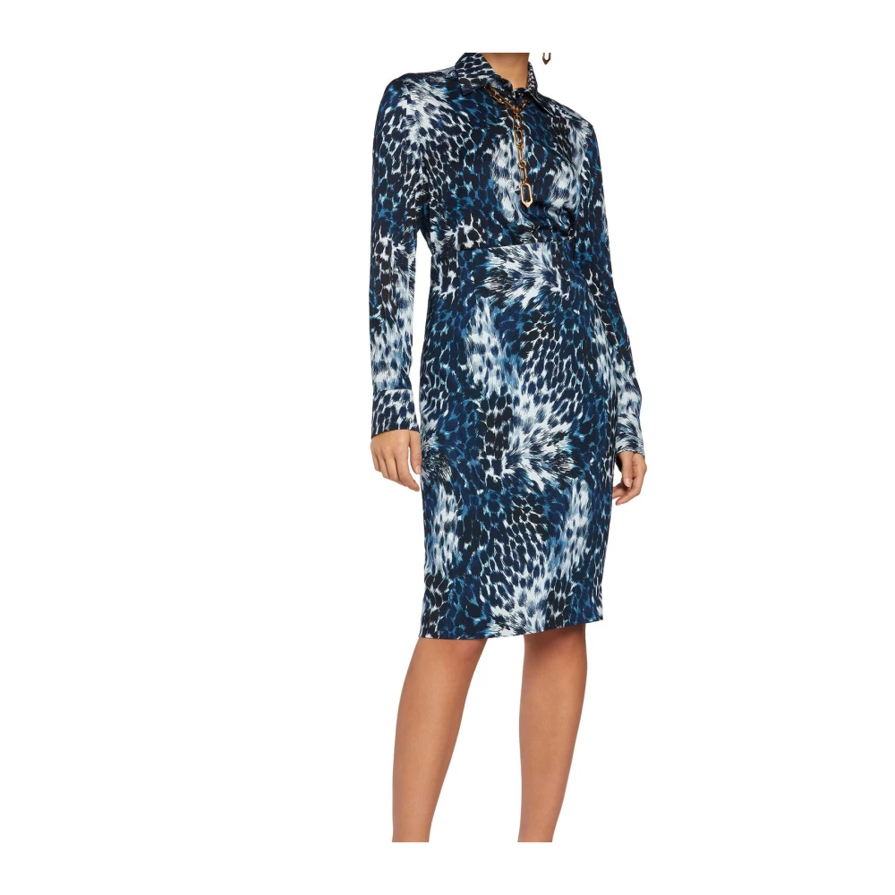 Roberto Cavalli Indigo Print Potlood Rok Blue Dames