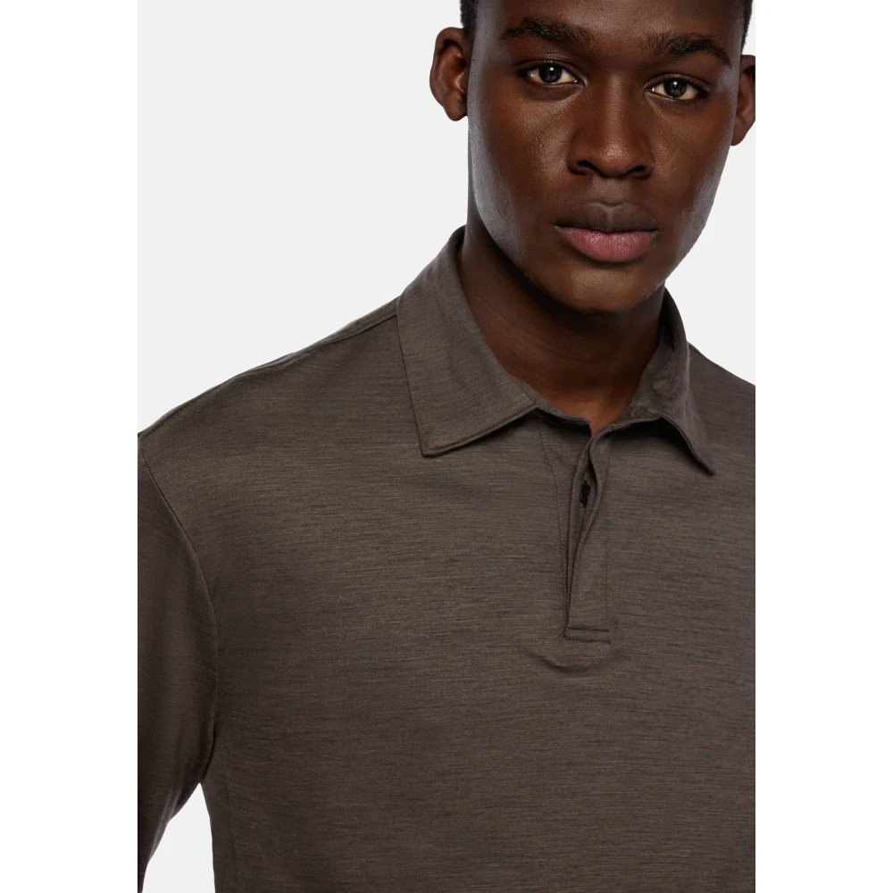 Boggi Milano Tencel Wol Polo Shirt Blue Heren