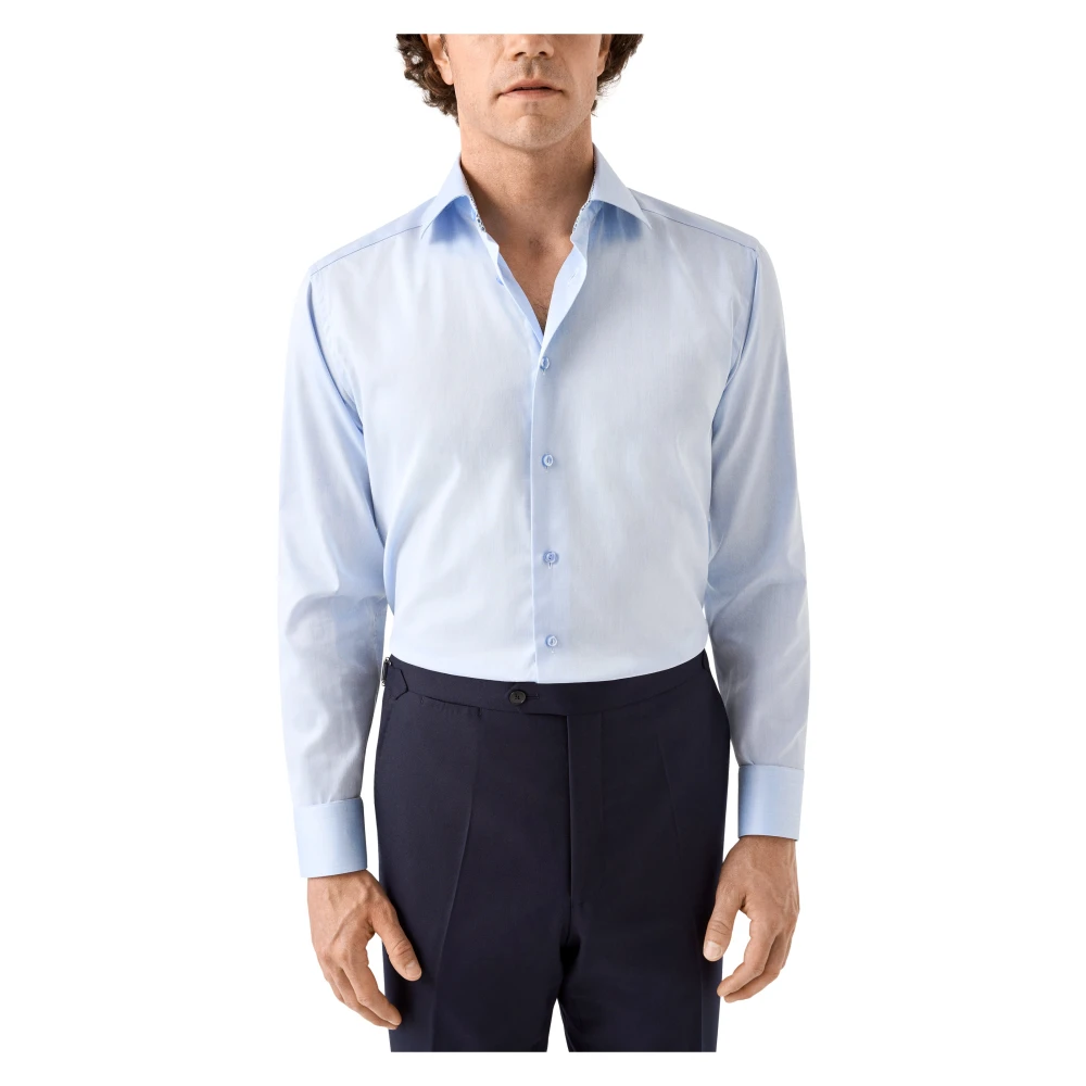Eton Lichtblauw Signature Twill Eigentijds Overhemd Blue Heren