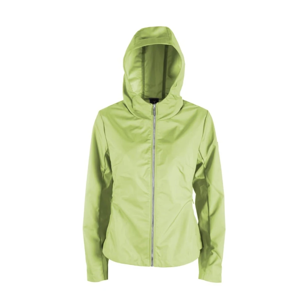 YES ZEE Technische Stof Hoodie met Rits Green Dames