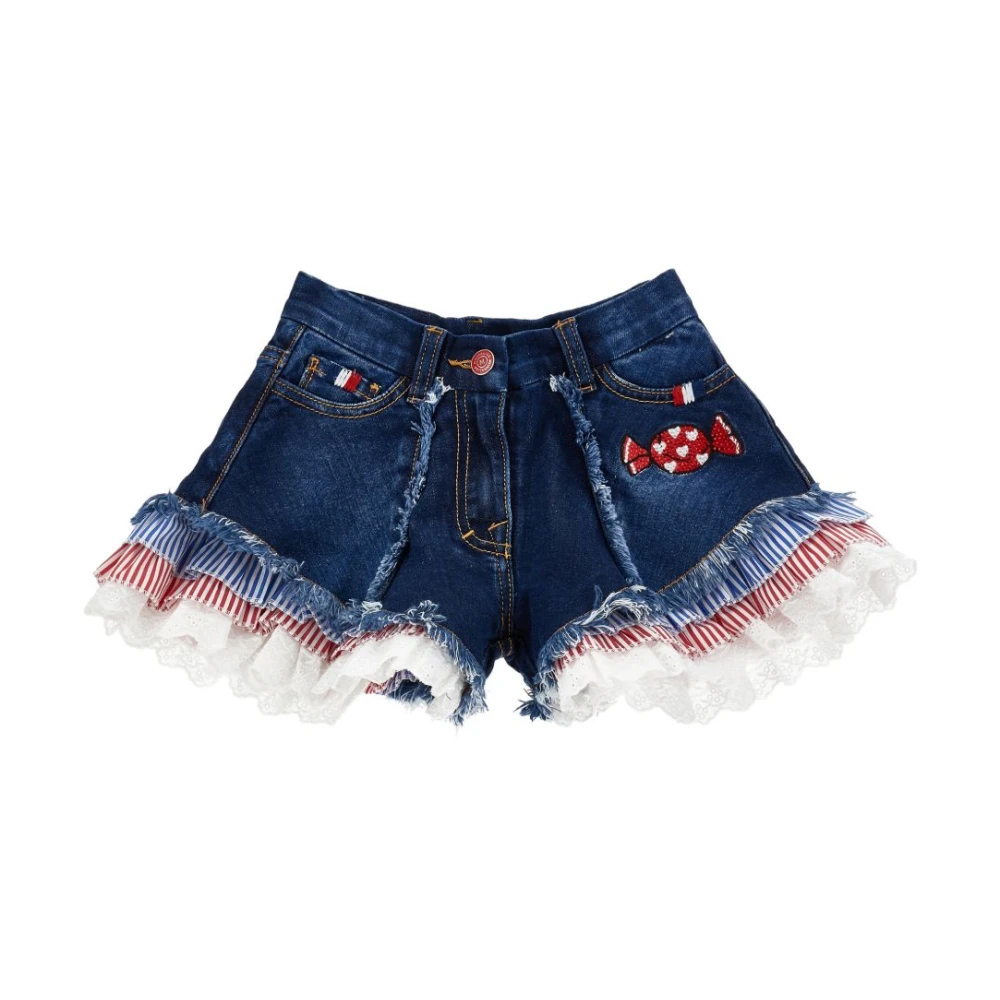Monnalisa Women's Blue Appliqué Shorts