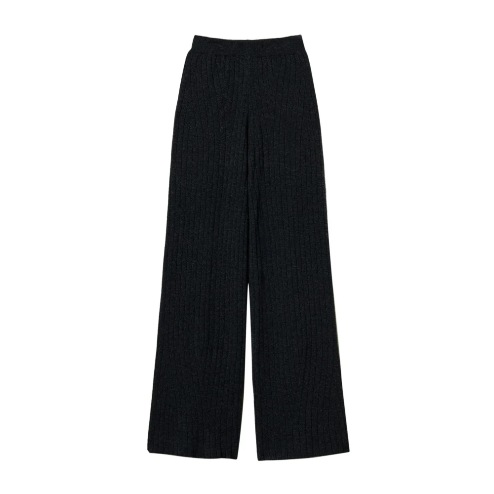 Twinset Gebreide Hoge Taille Wijde Pijp Broek Gray Dames