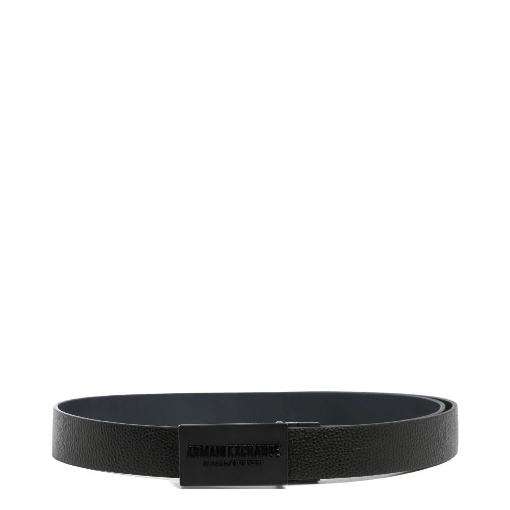 Armani Exchange Effen Omkeerbare Riem met Gespsluiting Black Heren
