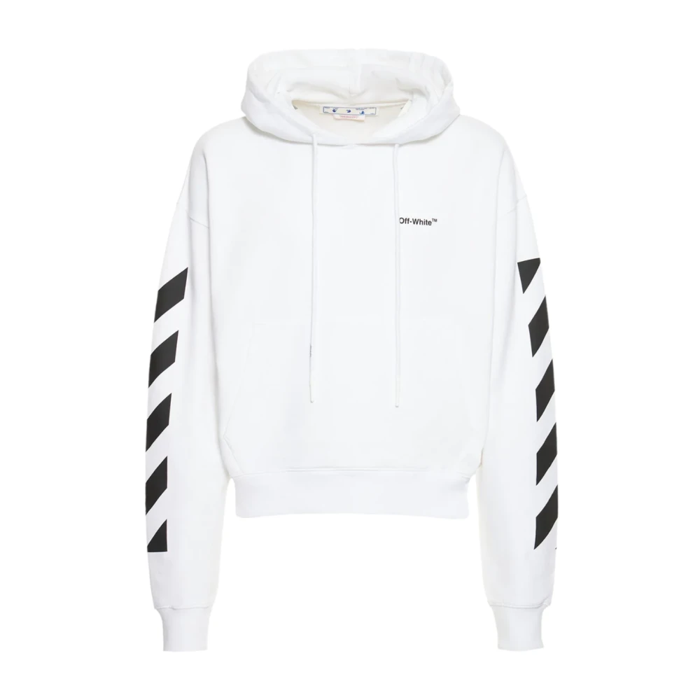 Off White Vit hoodie med diagonalt mönster White, Herr