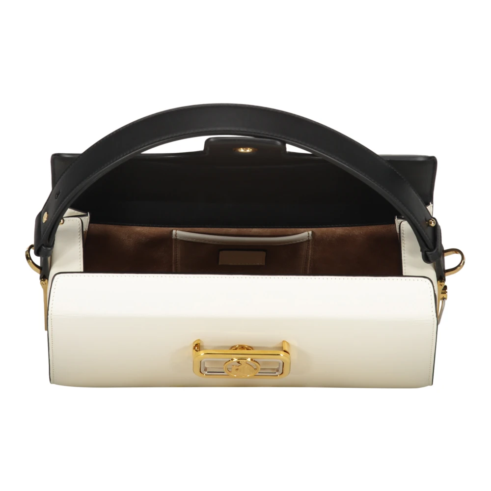 Lanvin Kalfsleren Handtas met Push-Lock Sluiting White Dames