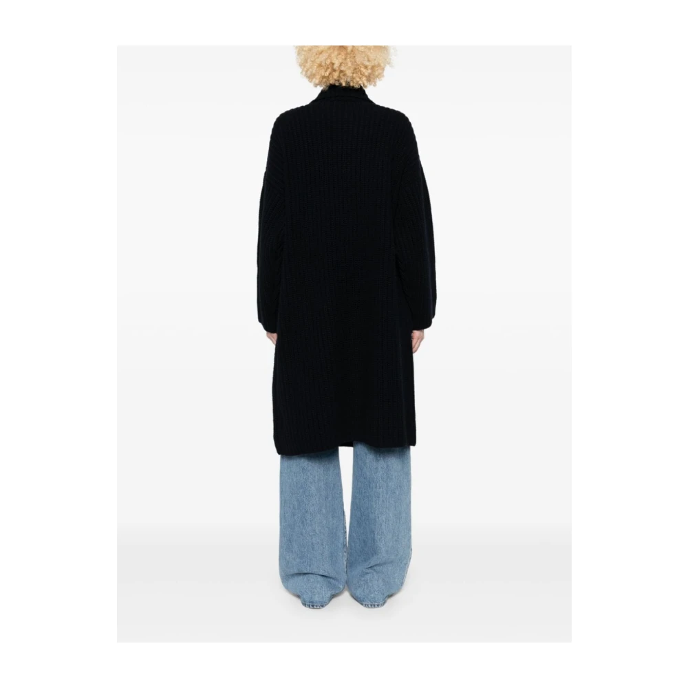 Semicouture Navy Blue Wool Blend Coat Blue Dames