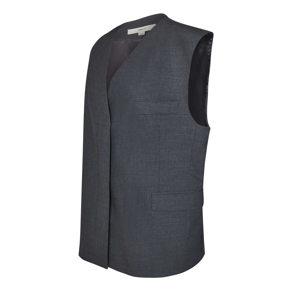 Remain Birger Christensen Ash Grey V-hals Wollen Jas Gray Dames