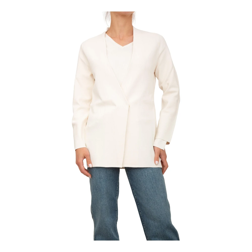 Nenette Women's Beige Ivory Solid Knit Jacket - Blazers - S - Jackets