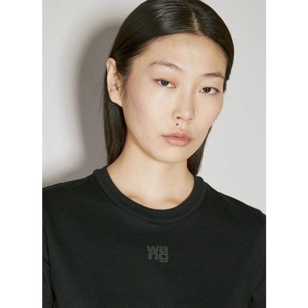 alexander wang Geëmbosseerd Logo Jersey T-shirt Black Dames