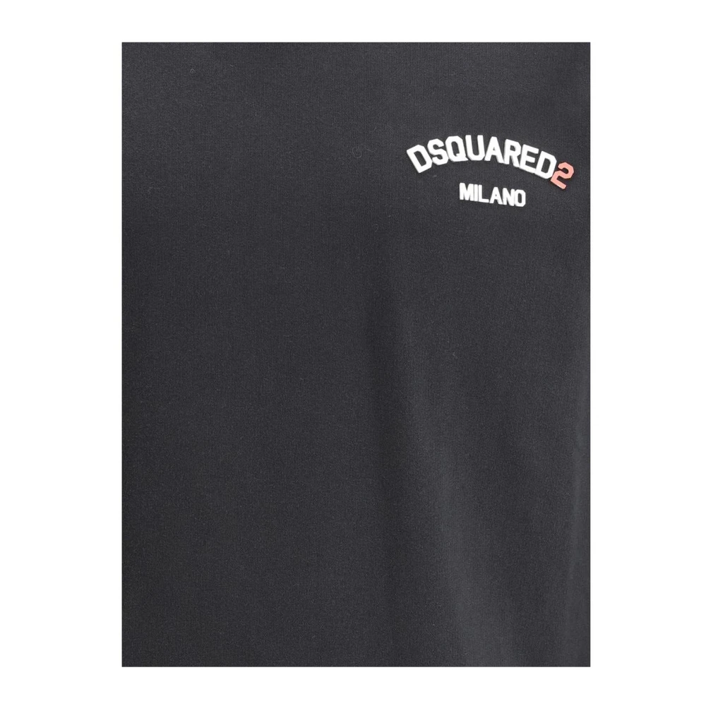 Dsquared2 Monogram Katoenen Sweatshirt met Geribbelde Hals Black Heren