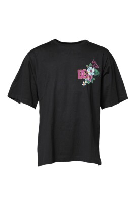 black-floral-print-crew-neck-t-shirt