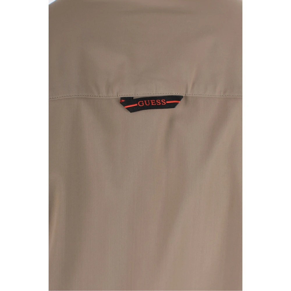 Guess Stretch Nylon Shirt Bruin Brown Heren
