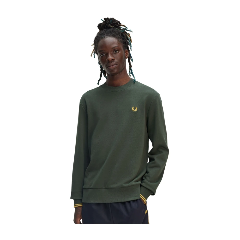 Fred Perry Groene Katoenen Crew Neck Sweater Green Heren
