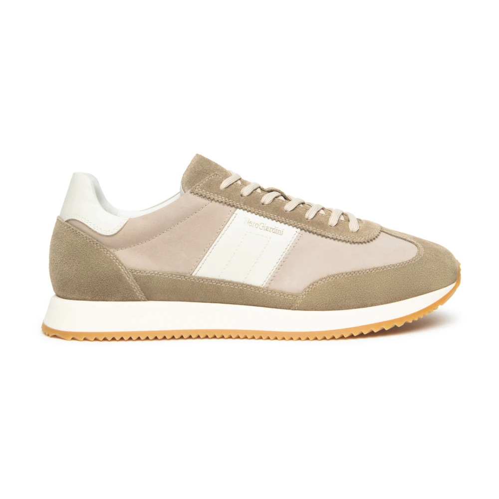Nerogiardini Leren en Suède Sneakers Heren Schoenen Beige