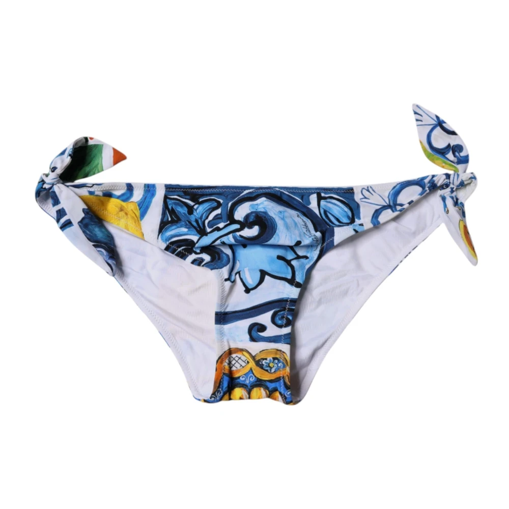 Dolce & Gabbana Women's Multicolor Bikinis,, White Majolica Bikini Bottom Swimwear Extra Small