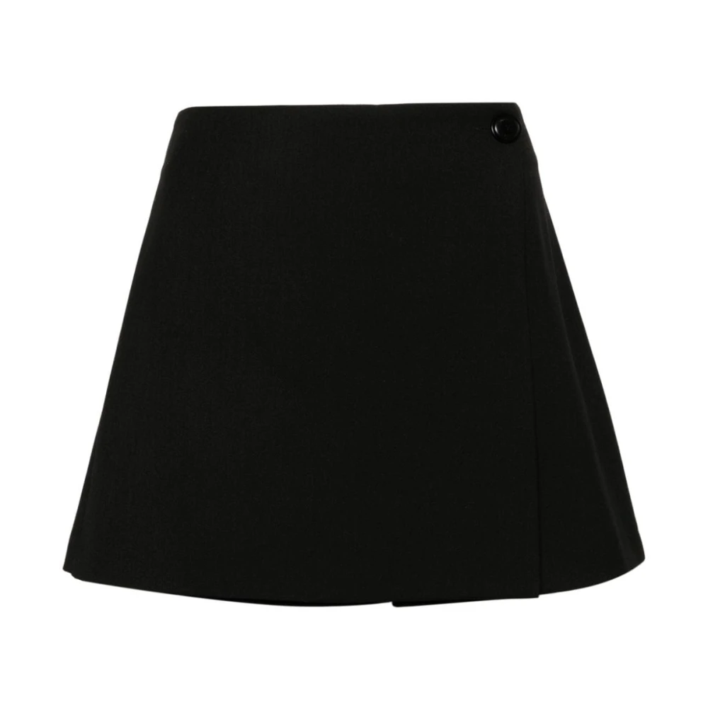 Twinset Zwarte Twill Shorts met Gouden Logo Black Dames