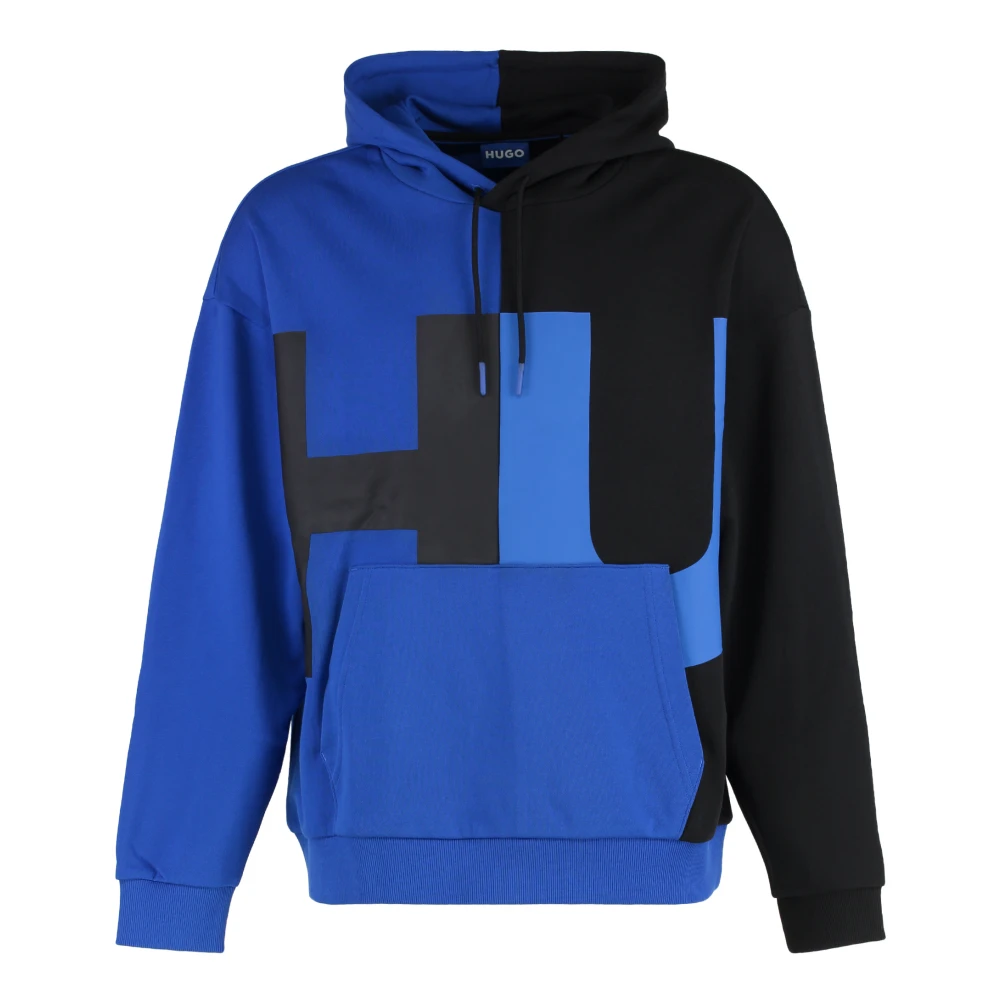 Hugo Boss Geribbelde Katoenen Hoodie Blue Heren