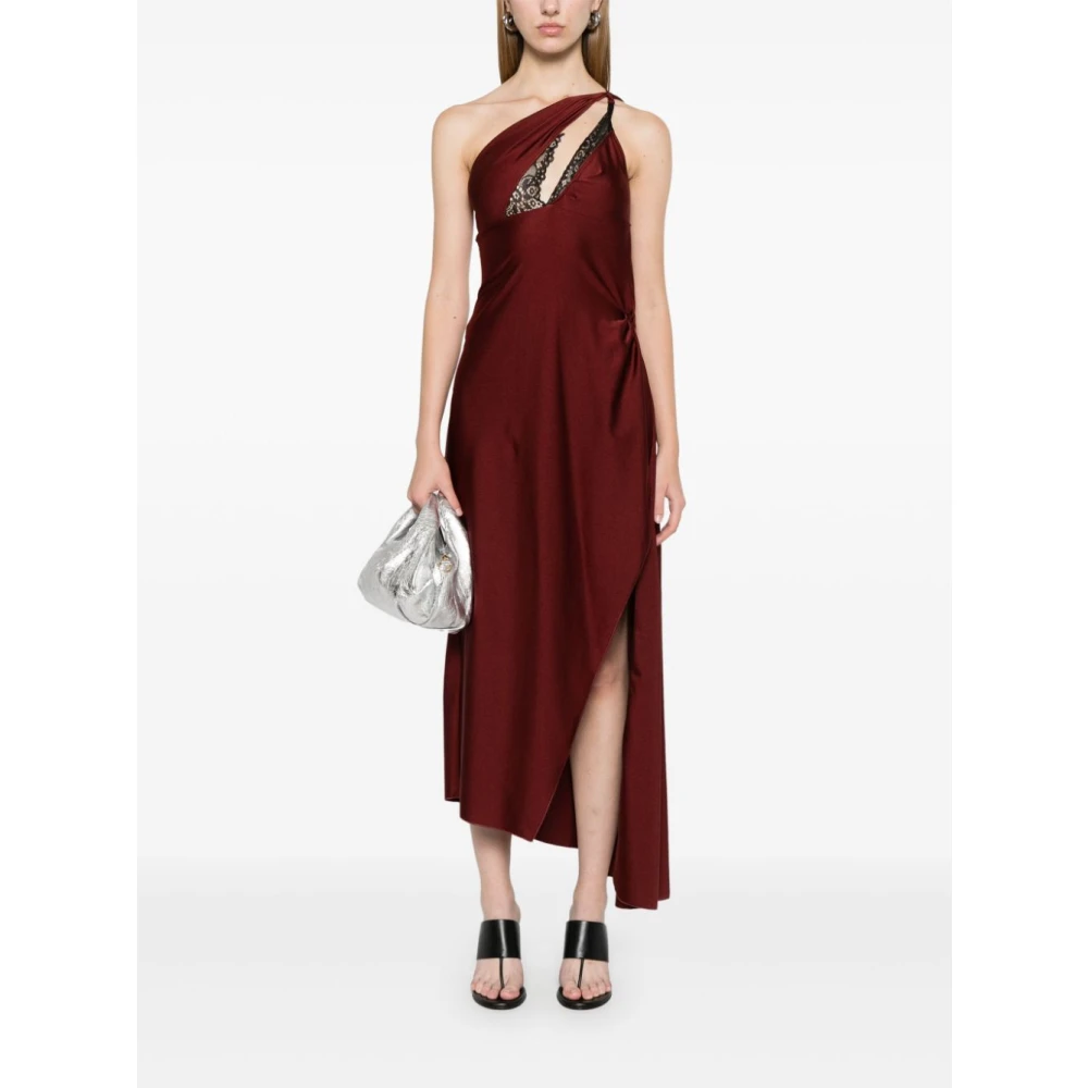 Coperni Bloedrode one-shoulder lange jurk Red Dames