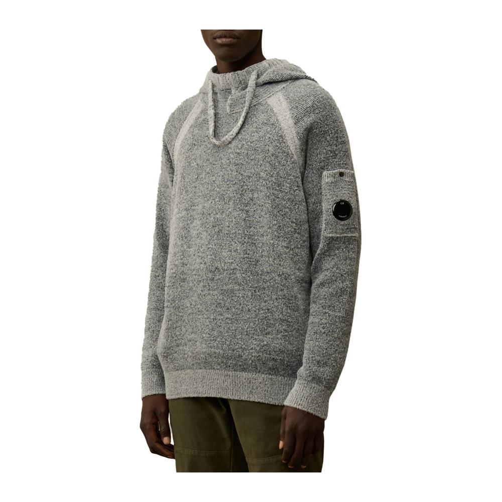 C.P. Company Hooded lamswollen trui met Ciniglia-contrast Gray Heren