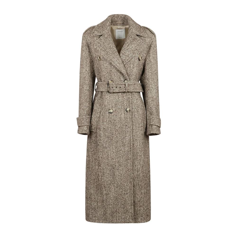 SPORTMAX Stijlvolle Sand Jas voor Mannen Beige Dames