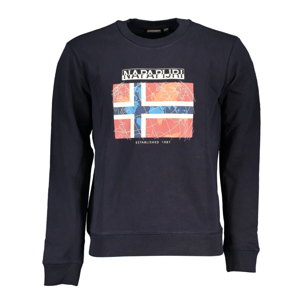 Napapijri Blauwe Sweatshirt met Lange Mouwen en Logo Print Blue Heren