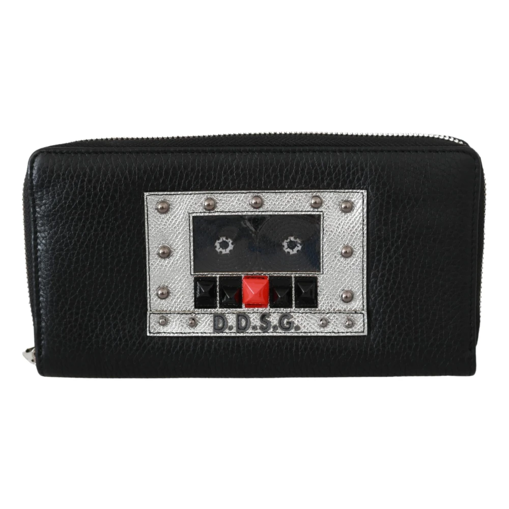 Dolce & Gabbana Men's Black Wallets & Cardholders, One Size, Elegant Leather Zip Continental Wallet
