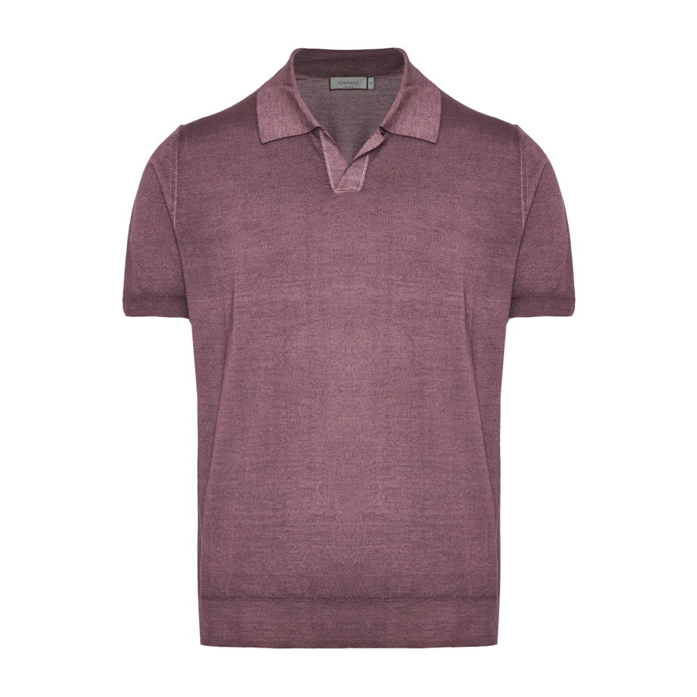 Canali Luxe Wol Zijde Polo Shirt Purple Heren