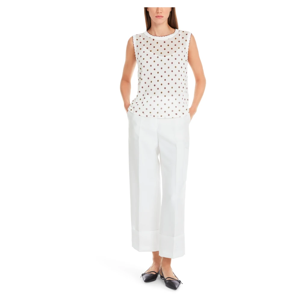 Marc Cain Gestippelde Gebreide Top White Dames