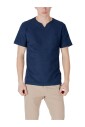 t-shirt-en-coton-bleu-a-col-en-v