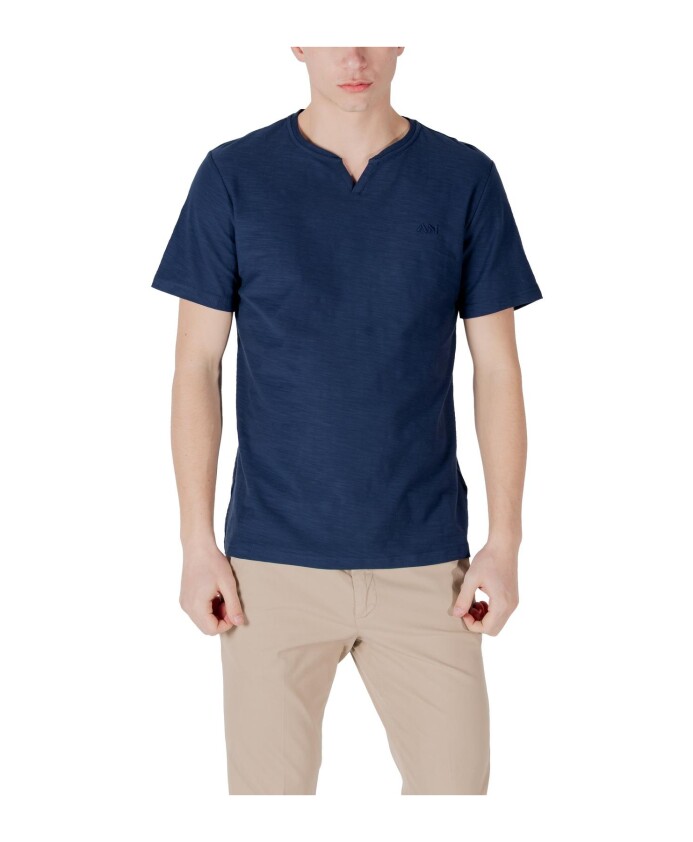 t-shirt-en-coton-bleu-a-col-en-v
