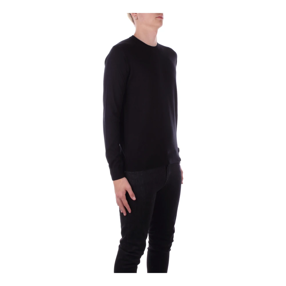 Alpha Studio Zwarte Sweater Model Regular Fit Black Heren