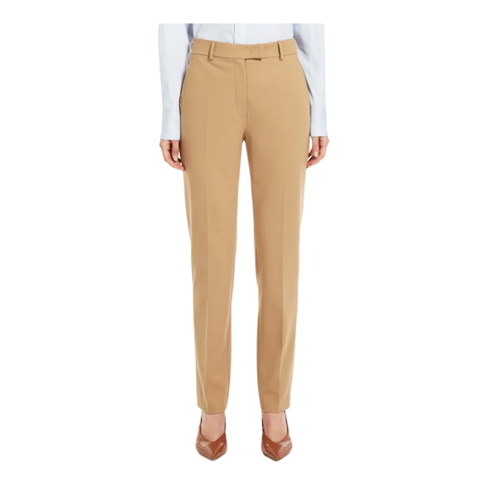 Max Mara Studio Bruine Elegante Geplooide Broek Beige Dames