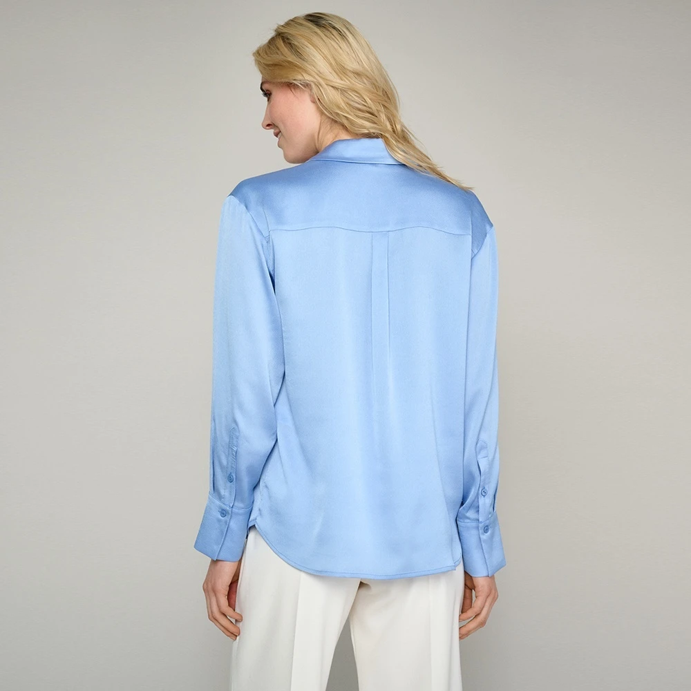Marie Méro Blauwe V-hals Polo Kraag Blouse Tuniek Blue Dames