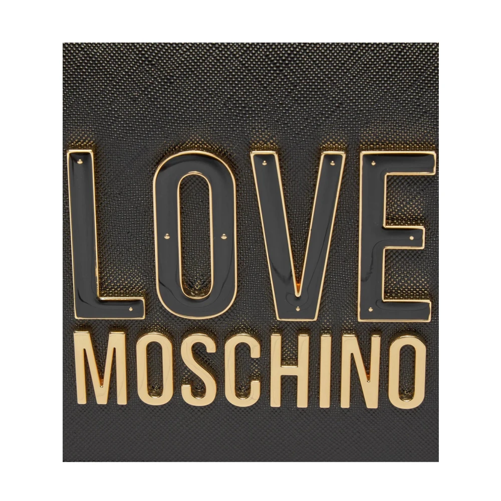 Love Moschino Zwarte Synthetische Schoudertas met Gouden Metalen Details Black Dames