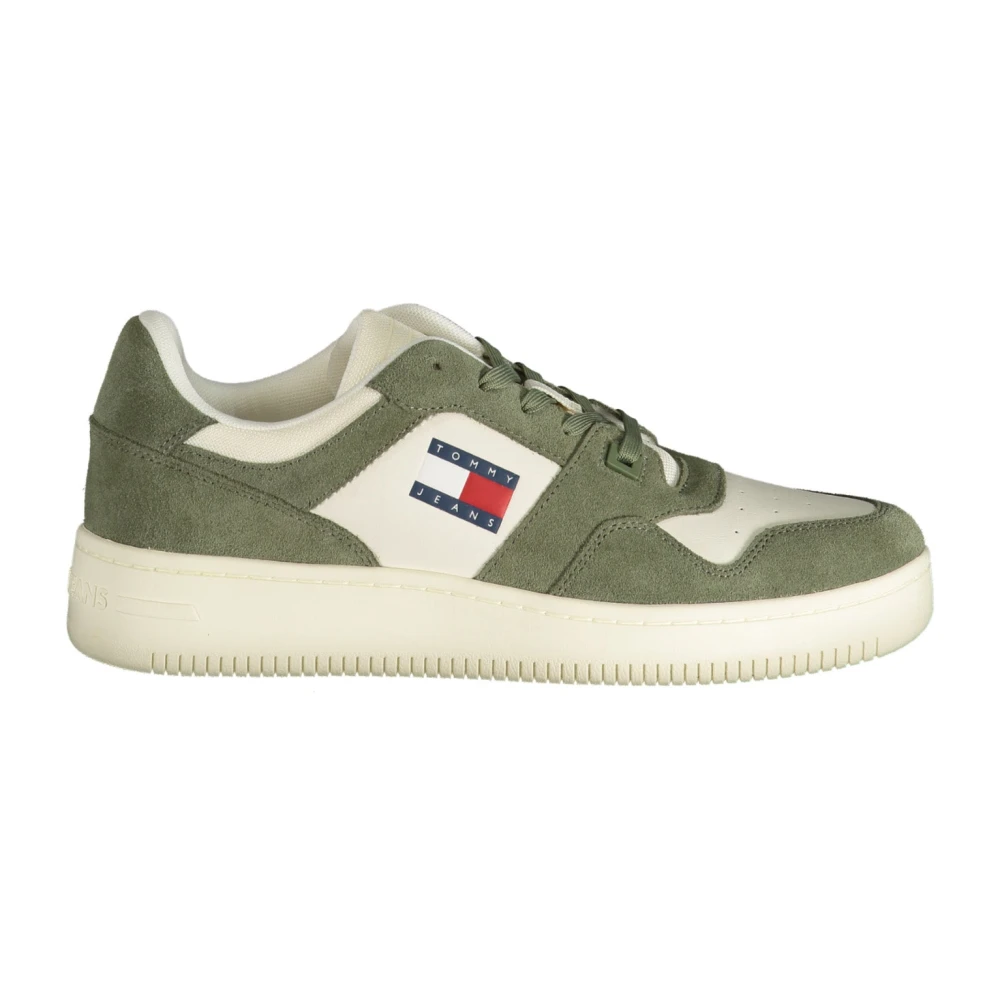 Tommy Hilfiger Men's Green Sporty Sneakers With Contrast Details