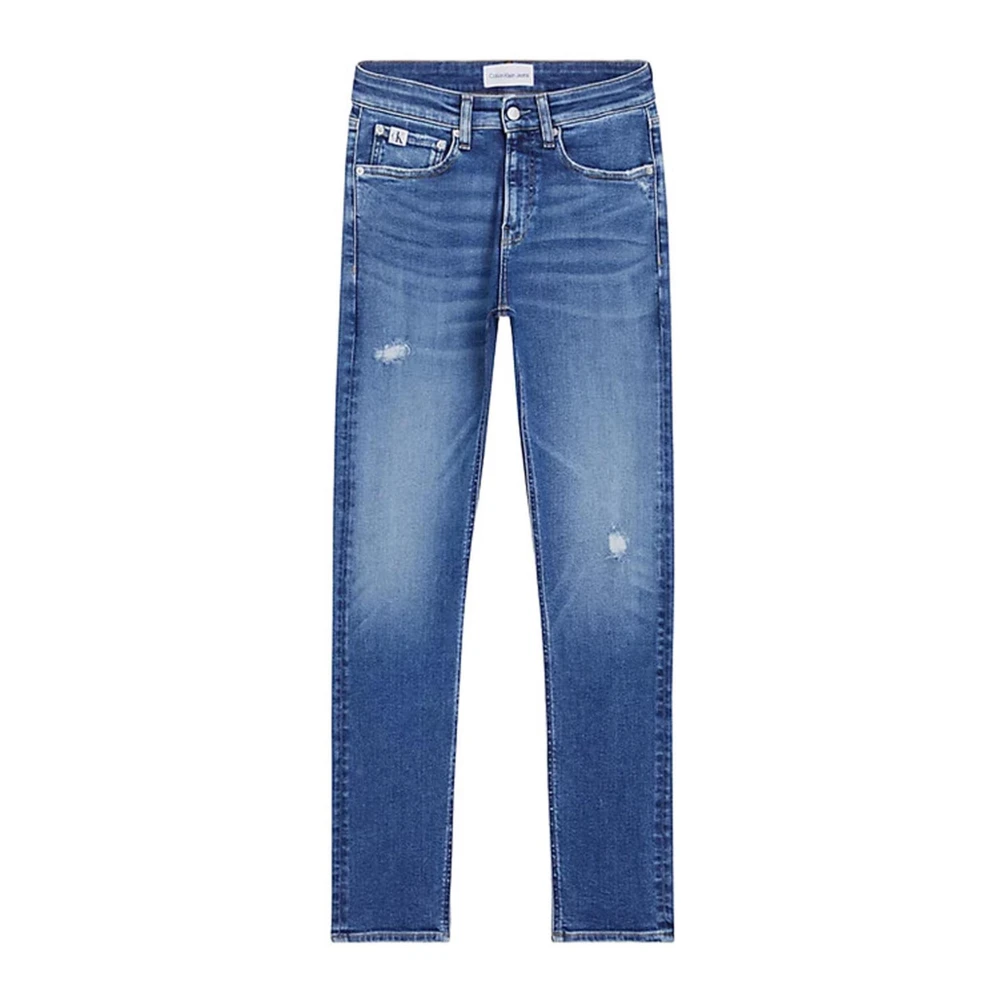 Calvin Klein Jeans Versleten Blauwe Heren Jeans Blue Heren