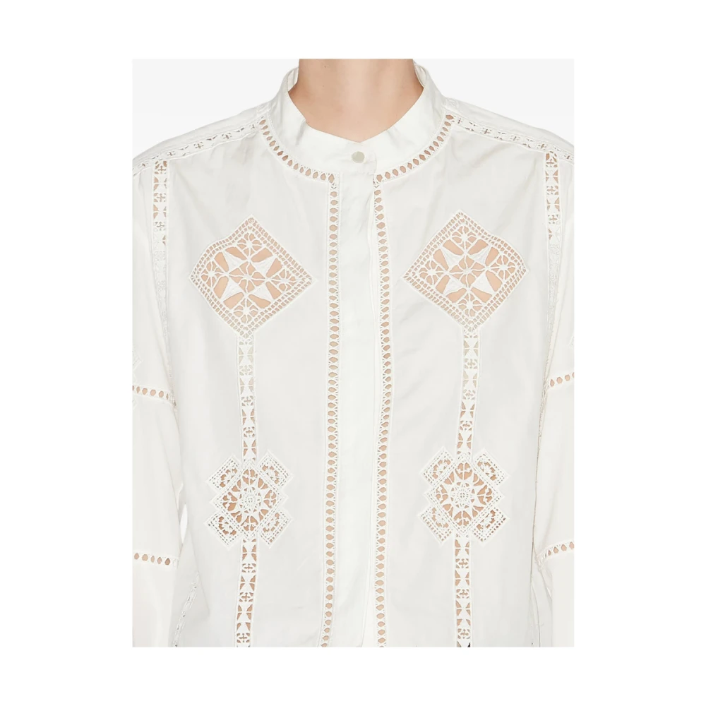 Isabel marant Witte Katoenen Poplin Broderie Anglaise Overhemd White Dames