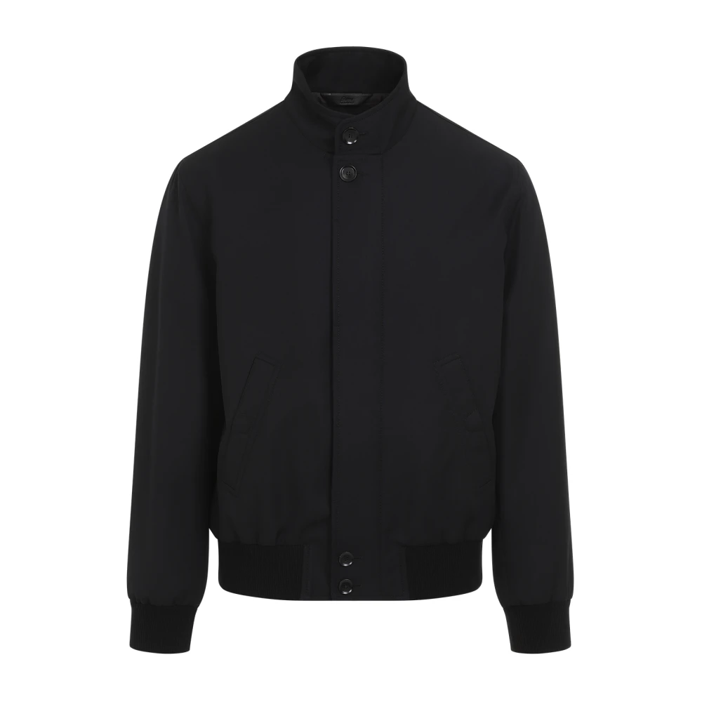Brioni Zwarte Cardigan Blouson Jas Black Heren