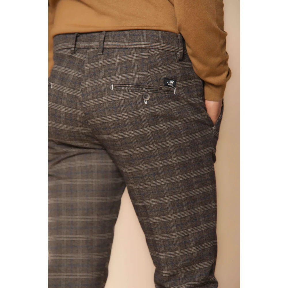 Mason's Slim Fit Katoenen Chino Broek met Glen Check Patroon Gray Heren