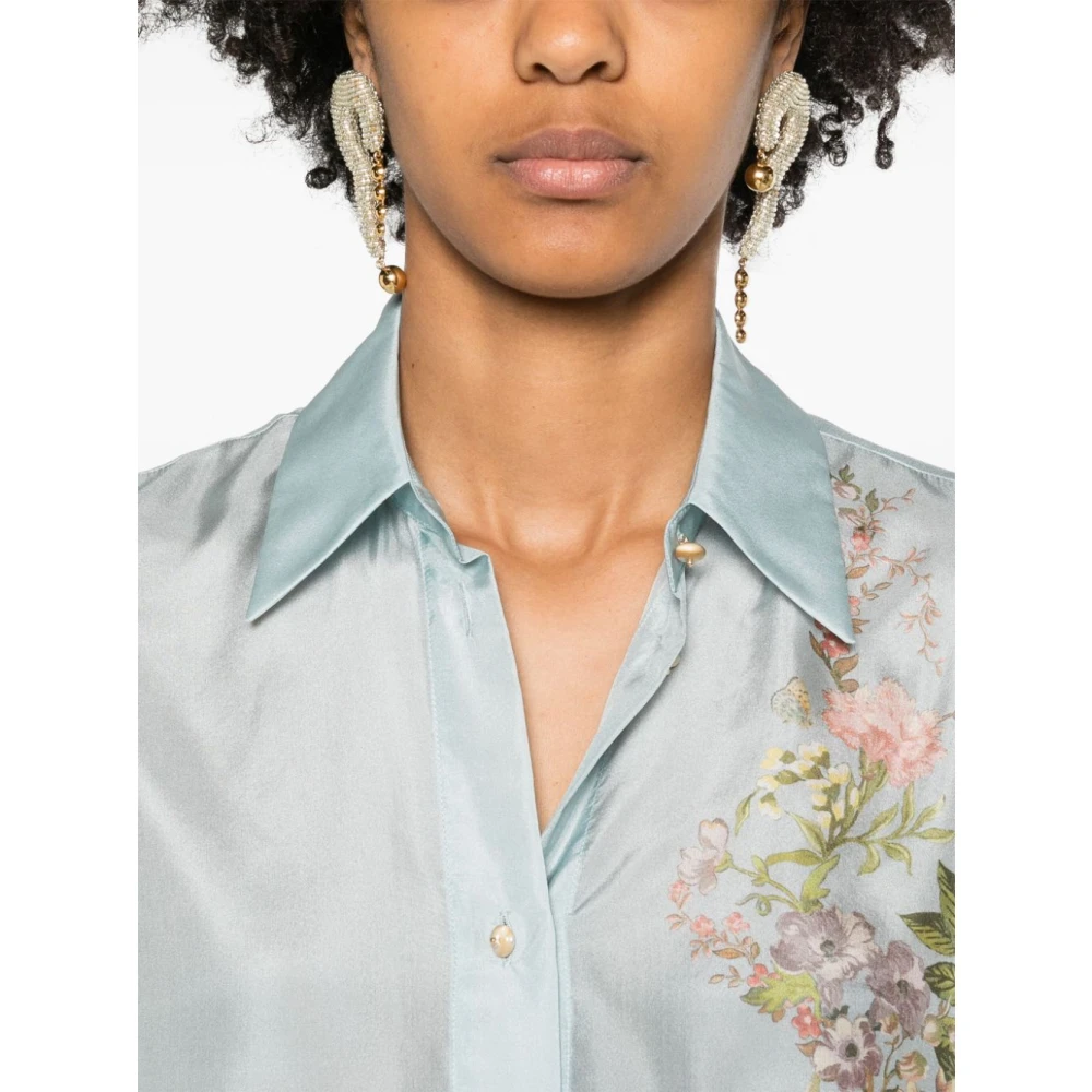Zimmermann Heldere Blauwe Zijden Overhemd Klassieke Stijl Multicolor Dames