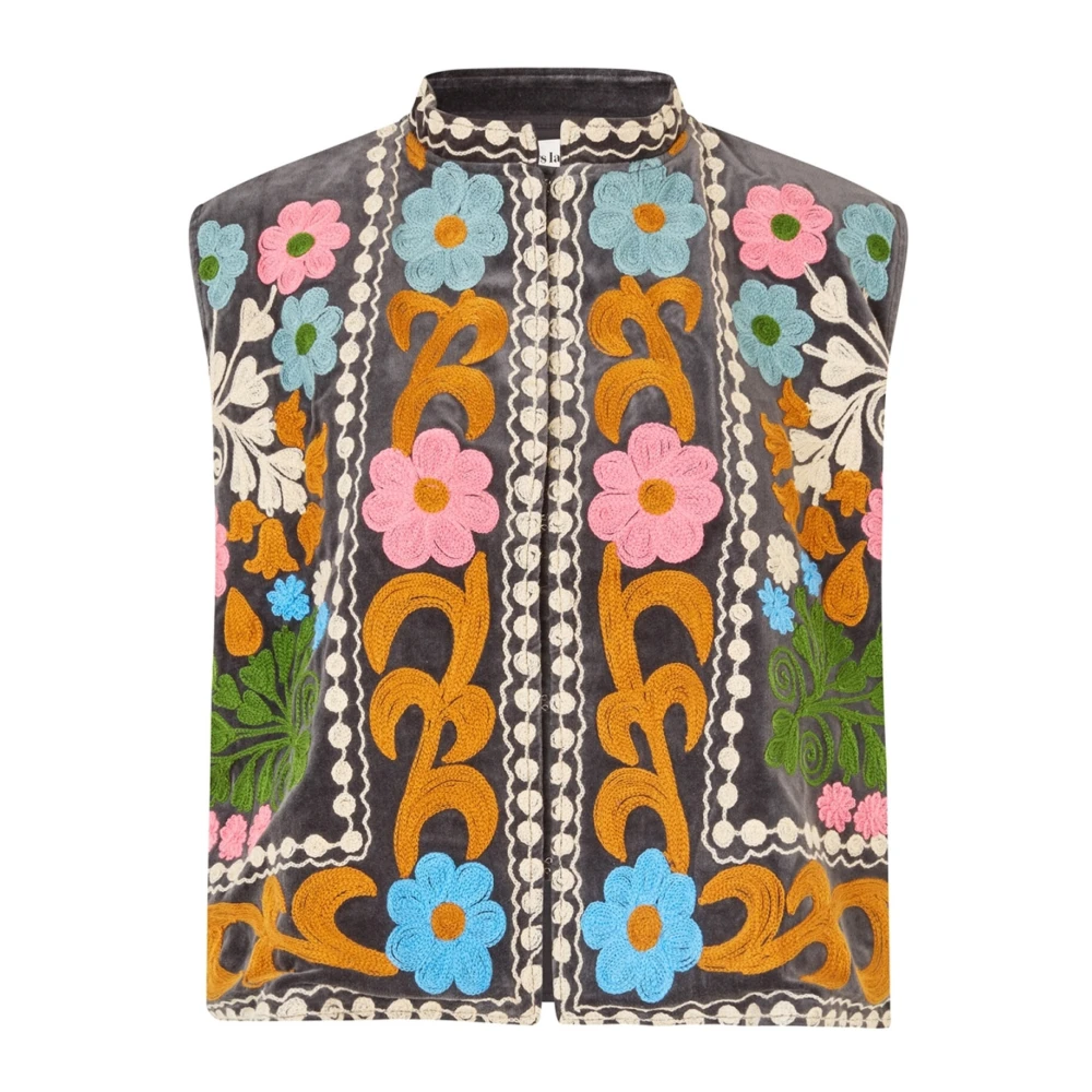 Lollys Laundry Bohemian-geïnspireerde Bloemen Geborduurde Vest Multicolor Dames