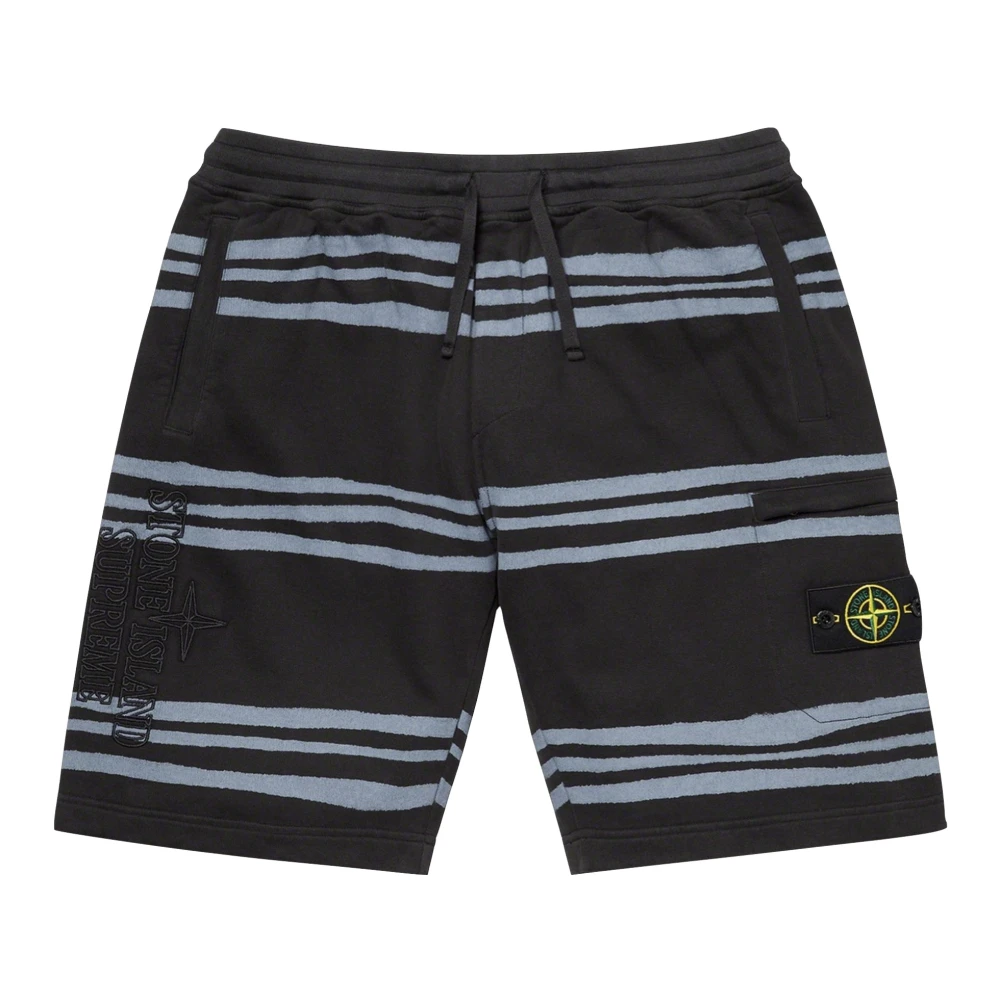Stone Island Limited Edition Warp Stripe Sweatshort Black Heren