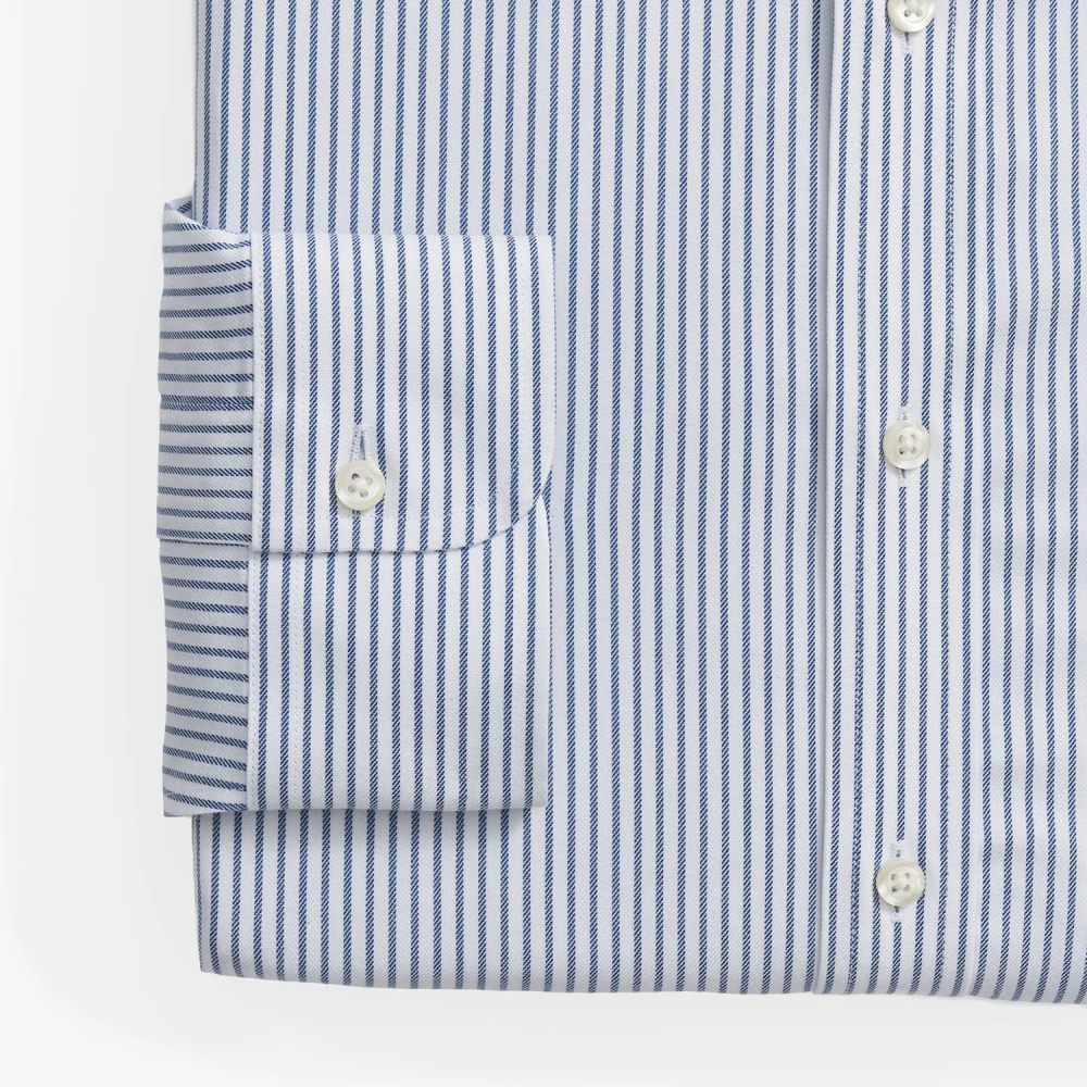Brooks Brothers Marineblauw gestreept slim fit non-iron performance overhemd met Ainsley-kraag Blue Heren