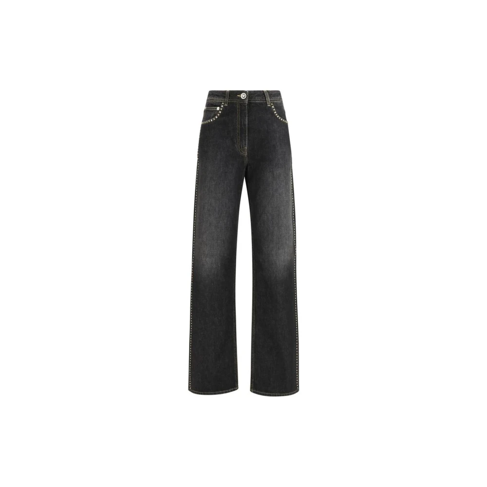 Versace Women's Black Embellished High-Waist Regular Jeans