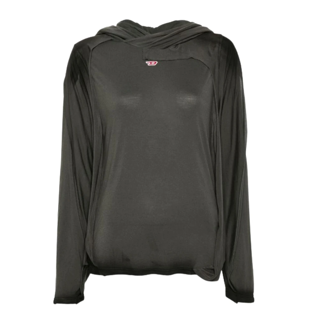 Diesel Logo Hoodie met Distressed Effect Gray Dames