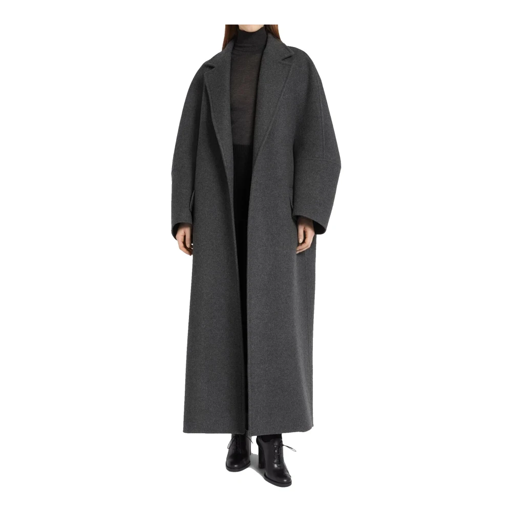 Max Mara Grijze Oversized Wol-Kasjmier Jas Aw24 Gray Dames