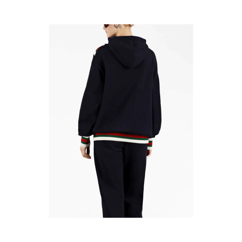 Gucci Web-streep katoenen hoodie-M Blue Dames