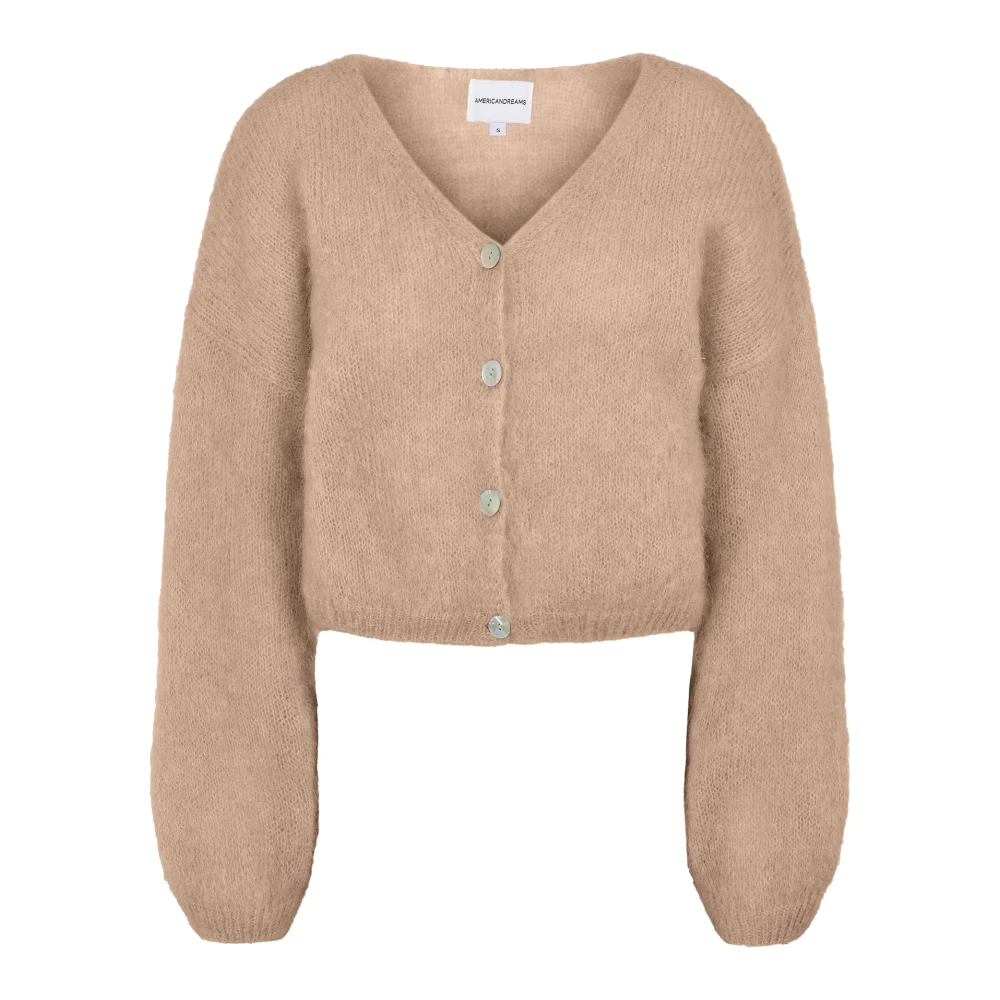 American Dreams Kort Mohair Cardigan i Olika Färger Brown, Dam