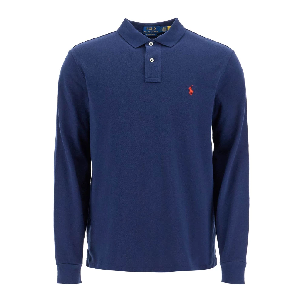 Polo Ralph Lauren Ikonisk Pony Logo Långärmad Polo Skjorta Blue, Herr