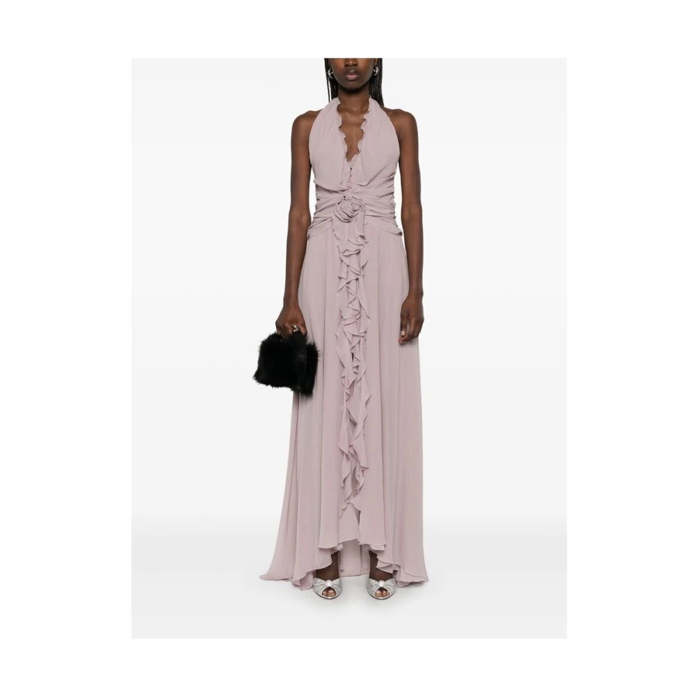 Blumarine Grijze Halternek Jurk met Voorspleet Purple Dames